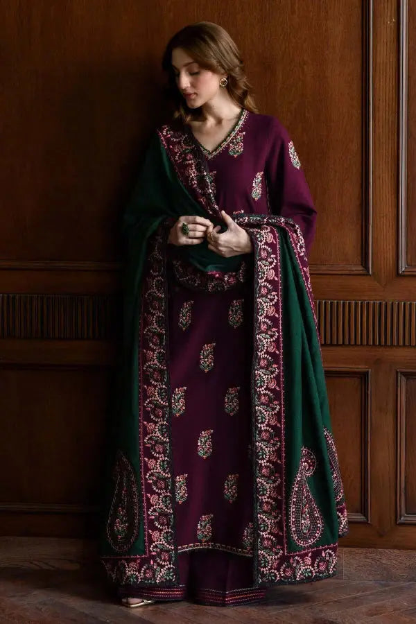 3PC Embroidered Lawn Suit 2026 | Premium Unstitched – Anoufar - Anoufar