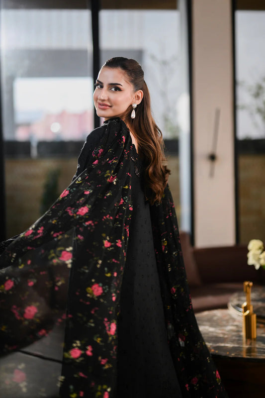 Black Embroidered Lawn Suit – Luxury Unstitched Collection