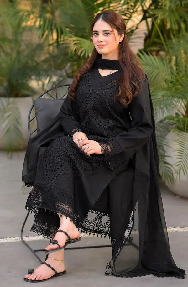 chikankari embroidered lawn suit embroidery close up